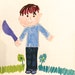 Connor, Blue Gray, Navy, Green, Little Boy, Cartoon, art, Illustration, Lilymoonsigns, 