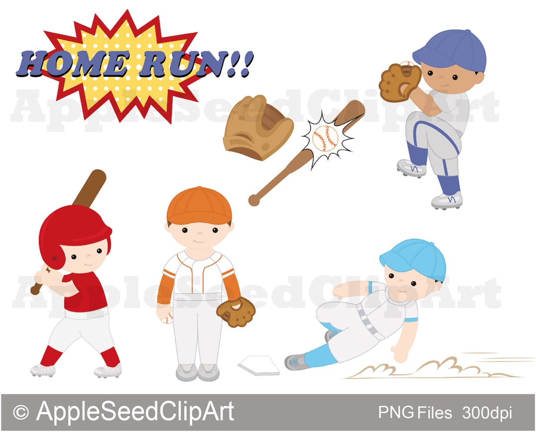 Baseball Player Digital Clip Art, Baseball Digital Clip Art, Cute ...