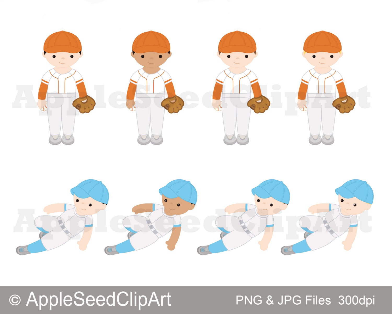 Baseball Player Digital Clip Art, Baseball Digital Clip Art, Cute ...