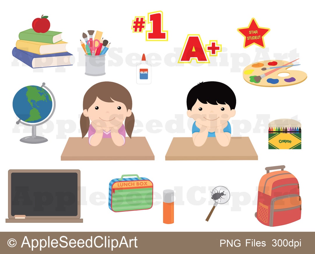 Back to School Digital Clip Art, Instant Download, Learning in School ...