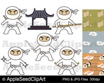 Ninjas Digital Clip Art, Instant Download