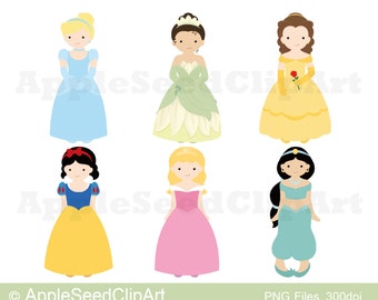 Princess Digital Clip Art, Instant Download, Cute Girls Digital Clip Art, Srcapbooking