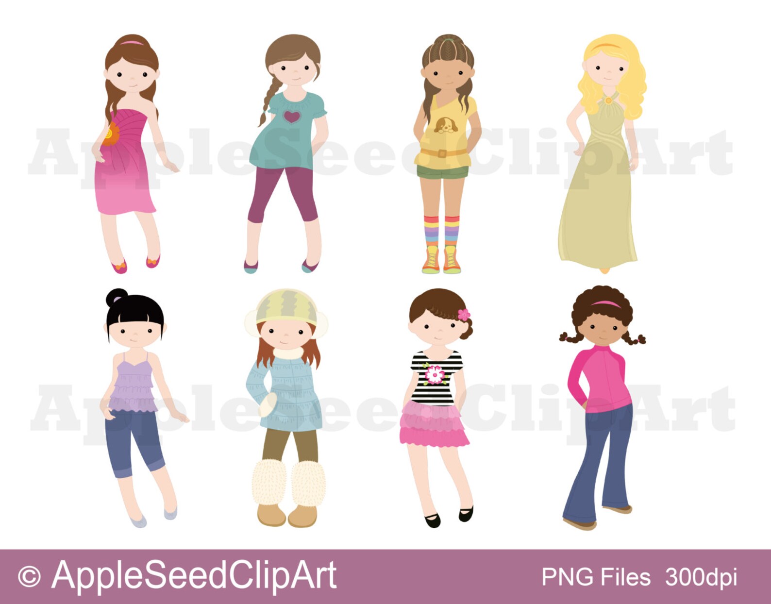 Fashion Girls Digital Clip Art, Cute Girls Digital Clip Art, Pretty ...