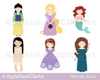 Princess Digital Clip Art, Cute Girls, Instant Download, Srcapbooking