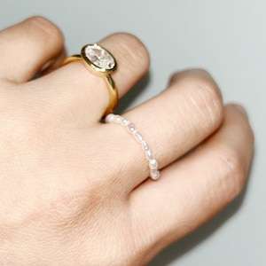 MONET baby pearl ring, Pearls of Wisdom, tiny pearl ring, rice pearl ring, june birthstone ring, dainty pearl ring, gift for her
