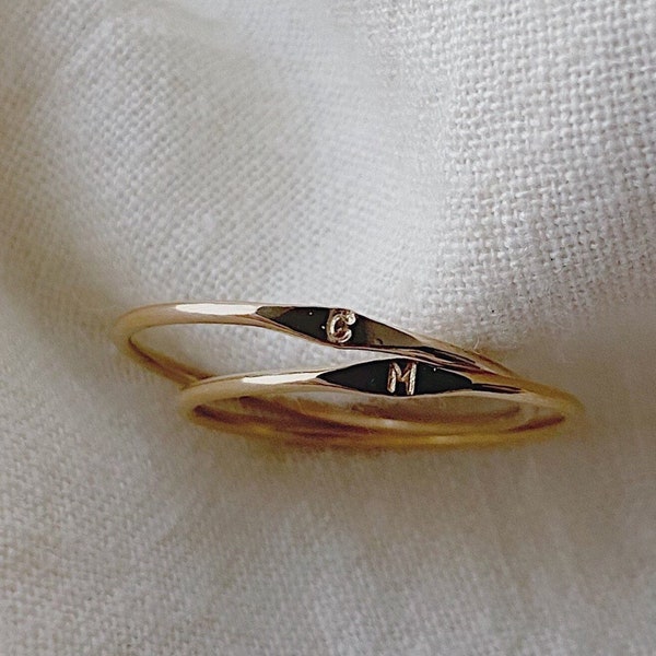 MICRO SIGNET ring, gold signet ring, custom letter ring, gold initial ring, monogram gold ring, custom signet ring, gold ring gift for her