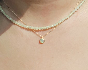 AURORA Opal necklace, 14k yellow solid gold opal pendant necklace, dainty gold necklace, October birthstone necklace, opal gift for her