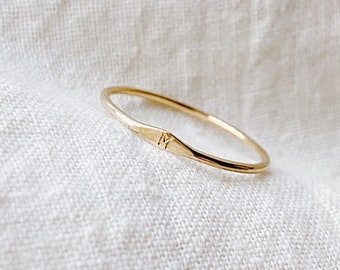MICRO SIGNET GOLD ring, custom initial gold ring, solid 14k gold ring, minimalist monogram gold ring, custom letter ring, gift for her