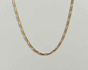 FIGARO GOLD CHAIN, 14k solid gold novelty chain, textured gold chain necklace, gold layering necklace, 14k gold chain necklace, figaro