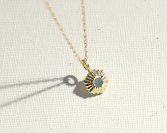 Tiny Sun necklace, 14k solid gold chain, sun pendant necklace, gold sunshine pendant, 14k gold charm necklace, gift for her