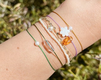 BESTIE bracelet, pearl thread bracelet, thread bracelet jewelry, stone bracelet, color cord bracelet, birthday gift, friendship color