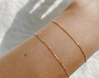 HARMONY gold box chain bracelet, 14k solid gold chain bracelet, minimal 14k gold bracelet, gold box chain, gift for her, minimalist gold