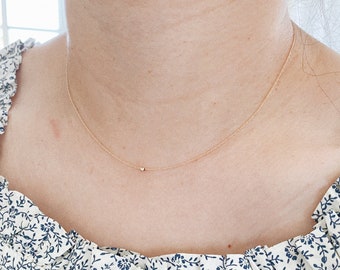 TINY GOLD BALL necklace, dainty gold necklace, 14k solid yellow gold chain, 18ky gold 2mm ball necklace, minimalist gold necklace, gold ball