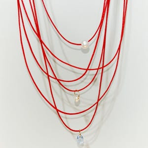 Red Thread Necklace: Minimalist Nylon Cord Jewelry