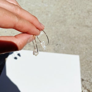 Pearl hoop earrings, Keshi cornflake pearl hoops, genuine pearl earrings, pearl dangle earrings image 2