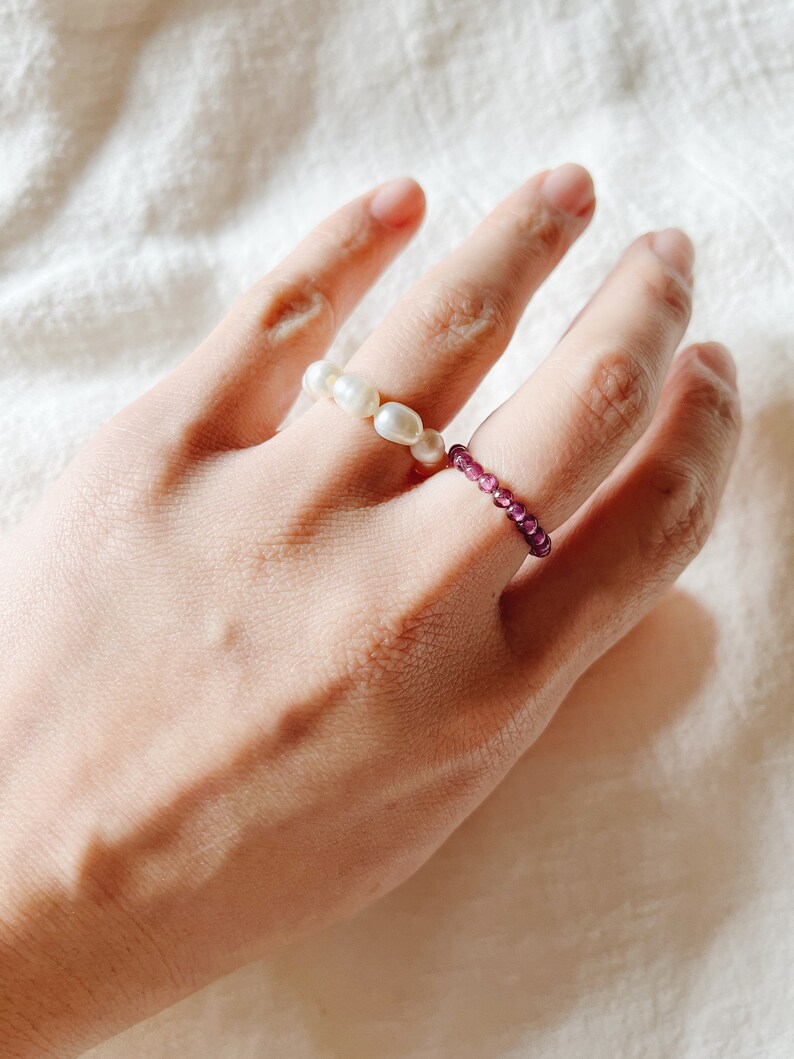 Bague de perles de danse Vermeer, grosse bague de perles, bague de perle de sagesse, bague de perles baroques, bague de pierre de naissance de juin, bague de perle blanche, cadeau bague image 4