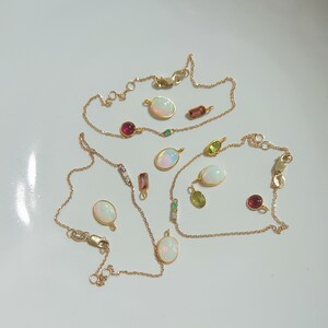 Oval Opal necklace, Opal gemstone necklace, 18k Gold charm necklace, pendant charm necklace gift, Opal Bezel, October birthstone necklace image 4