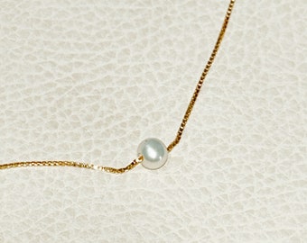 THE JUNE, pearl necklace, fresh water baby pearl, 14k gold filled necklace, minimalist necklace, white pearl necklace