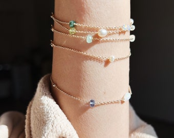 Birthstone dance bracelet, 14k family stone bracelet, chain bracelet, bff friendship bracelet, gemstone bracelet, birthstone gift for her