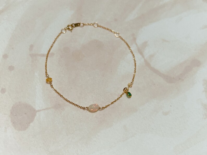 Birthstone dance bracelet, 14k family stone bracelet, chain bracelet, bff friendship bracelet, gemstone bracelet, birthstone gift for her image 4