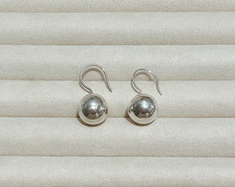 SILVER BALL DROP earrings, gumdrop earring, silver minimalist earring, Sterling silver dangle earring, silver earring gift for her