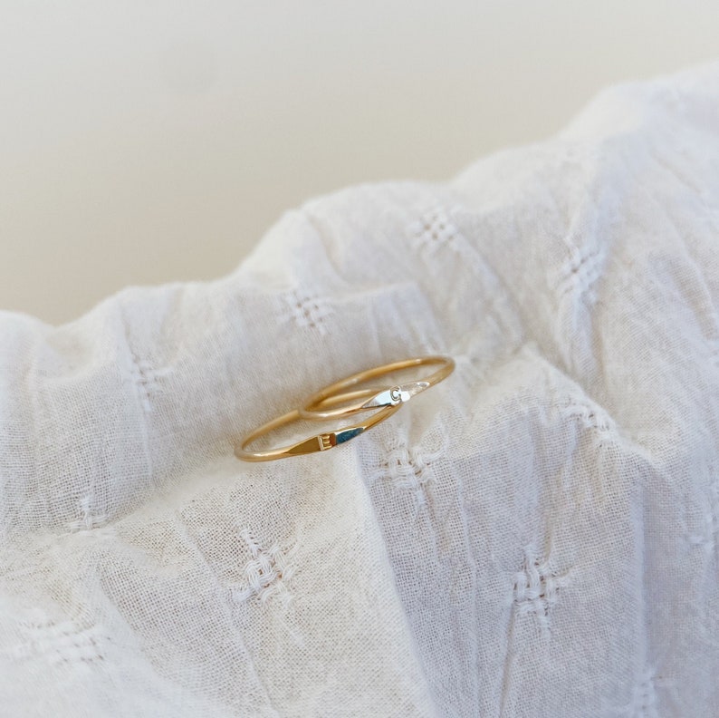 MICRO SIGNET ring, gold signet ring, custom letter ring, gold initial ring, monogram gold ring, custom signet ring, gold ring gift for her image 2