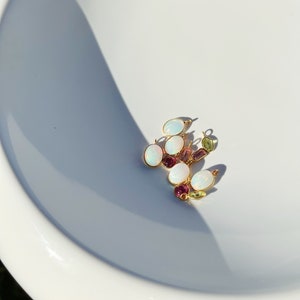 Oval Opal necklace, Opal gemstone necklace, 18k Gold charm necklace, pendant charm necklace gift, Opal Bezel, October birthstone necklace image 5