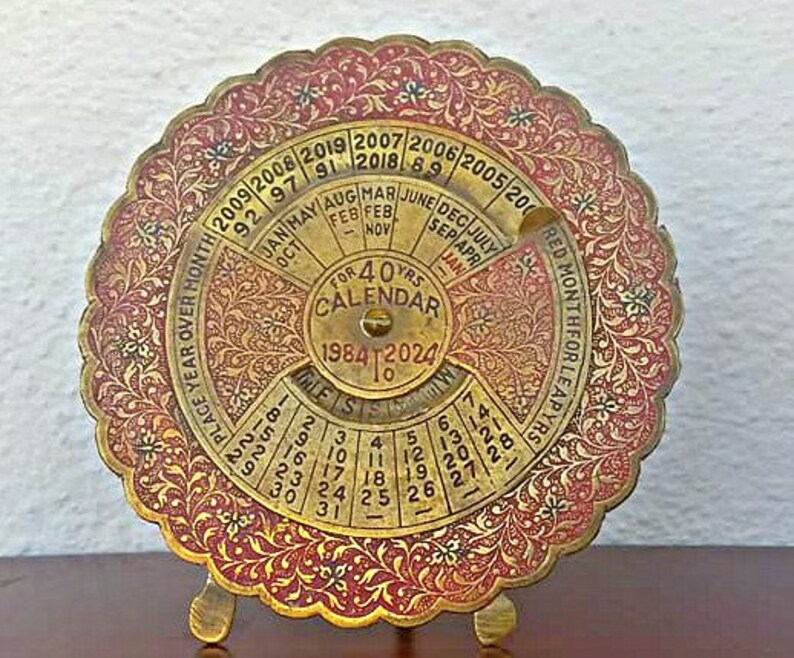 Antique Perpetual Calendar 1984 to 2024 FREE SHIPPING RED Etsy