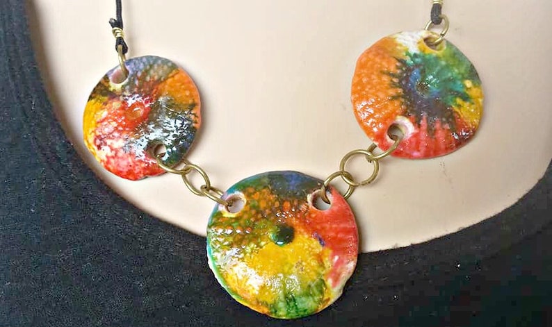 beach necklace OOAK rainbow statement necklace urchin bib necklace sea life jewelry Bold necklaces greek shop polymer clay necklace