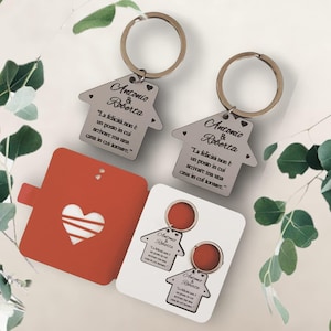 2 personalisierte Schlüsselanhänger für Paare „Mein Zuhause, Ihr Zuhause“ – Geschenk zur Hochzeit, Verlobung oder zum Einzug – Verpackung inklusive