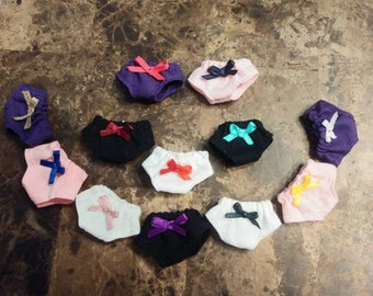 ONE PAIR:  Panties/underwear with bow for Pullip, Dal, Rainbow High & all sizes Monster high dolls