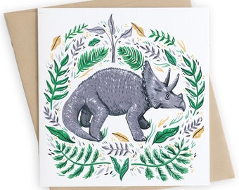 Triceratops Greeting Card | Dinosaur, Birthday, Congratulations, Good Luck