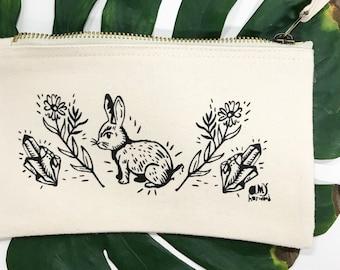 Pouch Bag | Bunny and Crystal *Pencil Case, Make-Up Bag, Travel Bag*