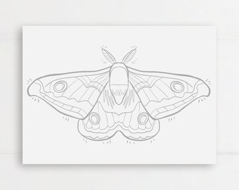 Colouring Print | Emperor Moth | A5 Colouring in Print for Adults, Craft Project, DIY