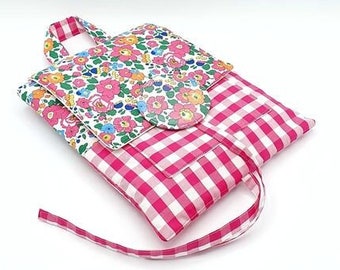 Mini sac tissu liberty rose et tissu vichy rose