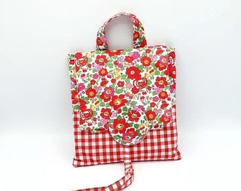 Mini sac tissu liberty rouge et tissu vichy rouge