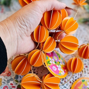 Guirlande De Boules En Feutre Orange Rouge - 4 X 2m, 30 Pompons, Décoration Fête