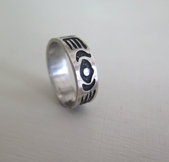 Mans Vintage Solid Sterling Silver 925 Native Azt… - image 6