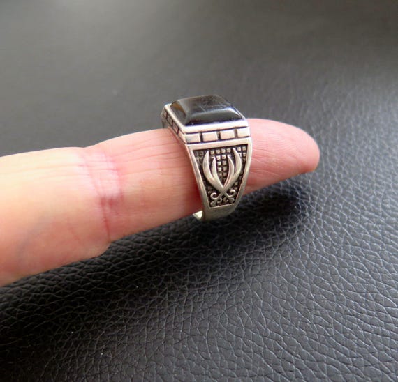 Vintage Mans Gemstone Ring Solid Sterling Silver … - image 9