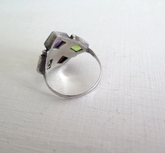 Vintage Solid Sterling Silver 925 Multiple Bezel … - image 9