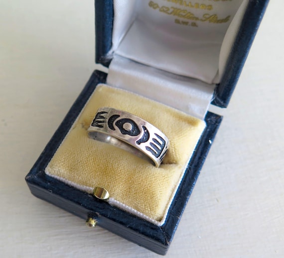 Mans Vintage Solid Sterling Silver 925 Native Azt… - image 1