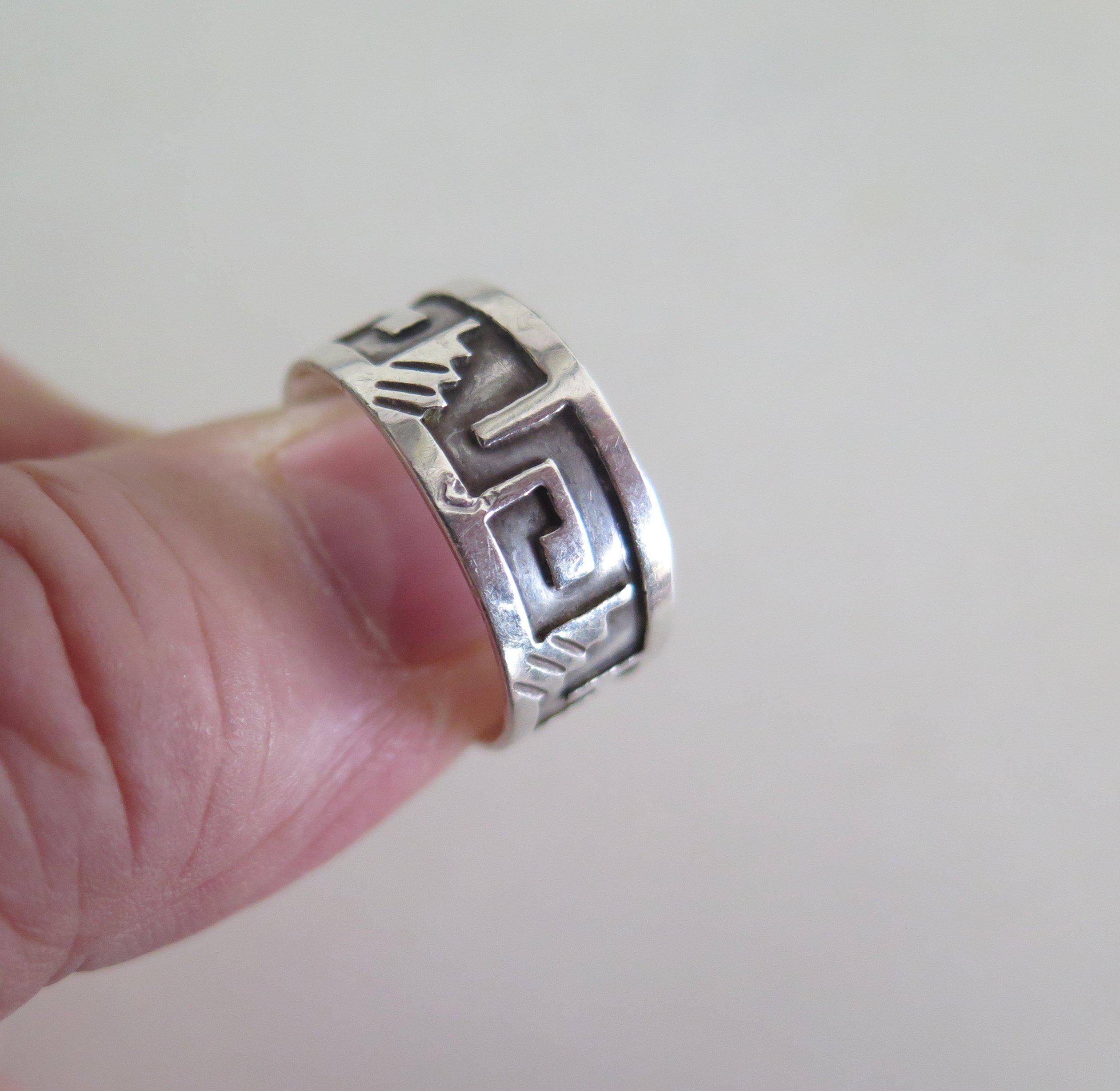 Vintage Solid Sterling Silver 925 Mexico Native Aztec Tribal
