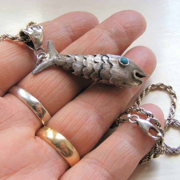 Sterling Silver Fish Charm Articulated Etsy