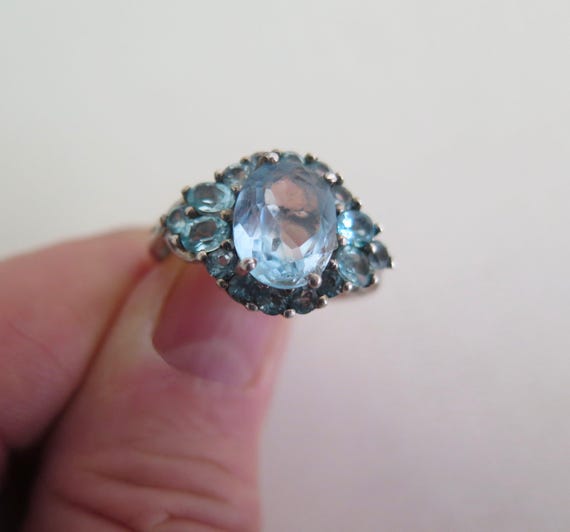 Cluster Ring Vintage Solid Sterling Silver 925 Sk… - image 5