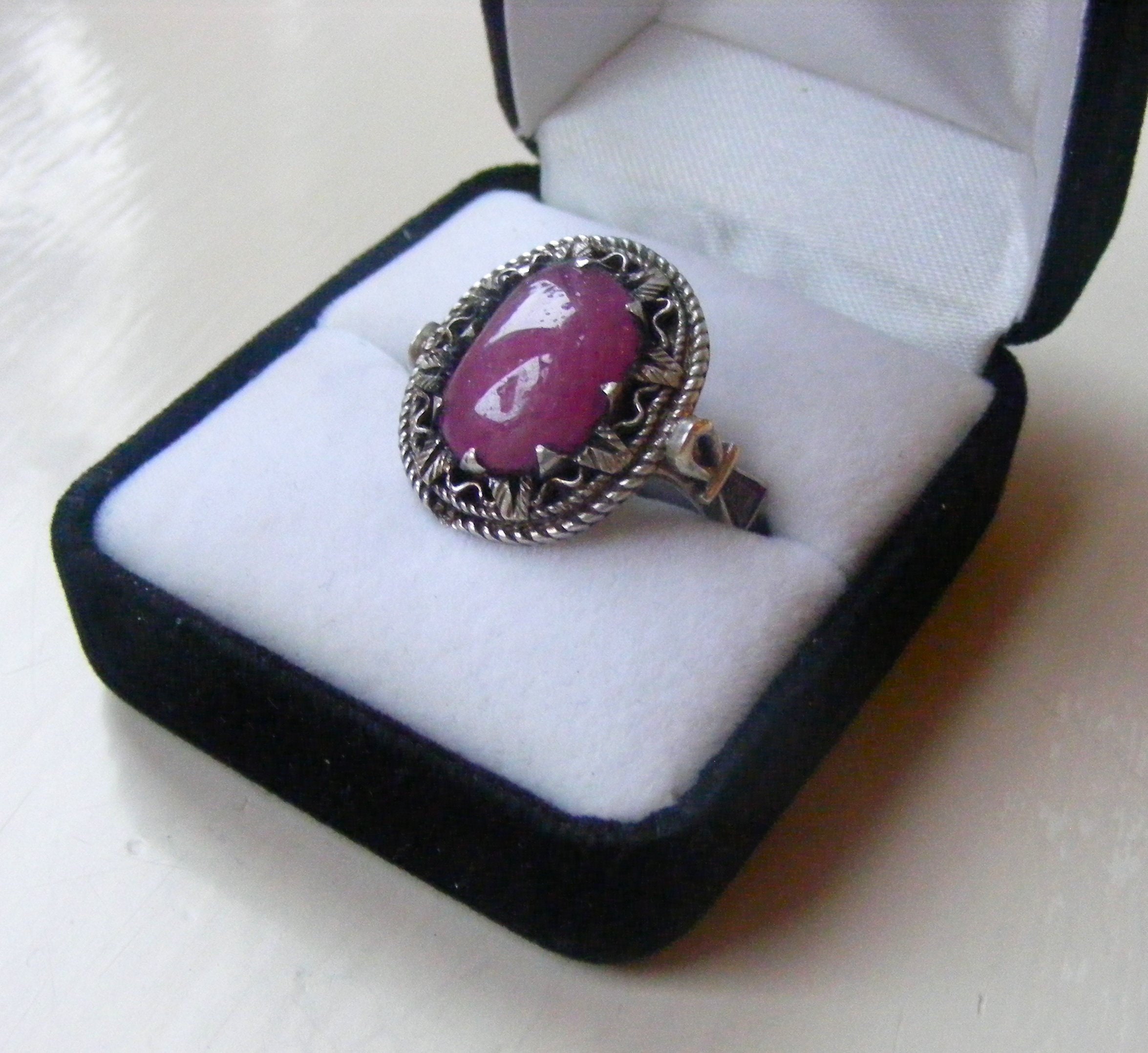 天然ルビー SILVER 銀細工 8号 vintage リング f31 Vintage Heavy 8.8g Solid Sterling Silver Egyptian Hallmark