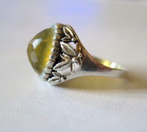 Vintage Solid Sterling Silver Leaf Berry Design B… - image 1