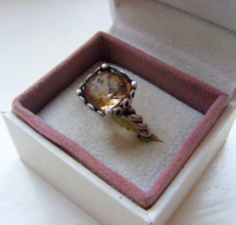 Designer Solid Sterling Silver 925 Prong Set Square Cushion Natural Champagne Topaz Gemstone Ring Size UK P US 7.5