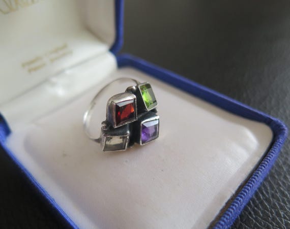 Vintage Solid Sterling Silver 925 Multiple Bezel … - image 8