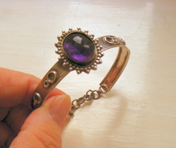 Vintage Solid Sterling Silver 925 Ornate Bezel Se… - image 7