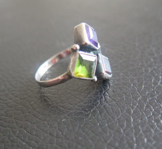 Vintage Solid Sterling Silver 925 Multiple Bezel … - image 7